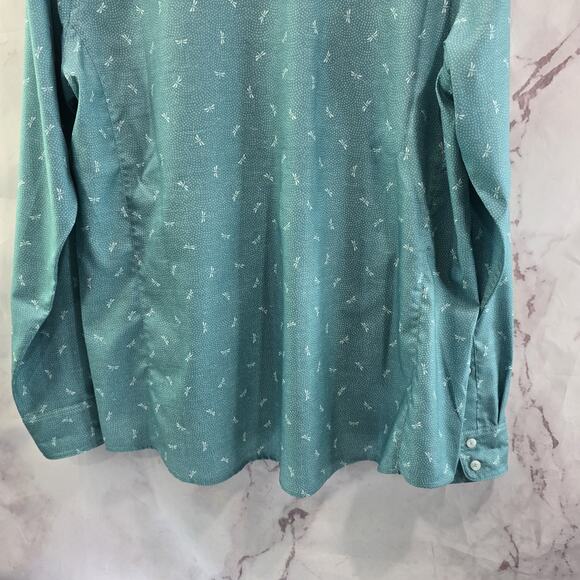 Simms Shirt Women XL Blue Button Up Long Sleeve Dragonfly - Picture 7 of 12